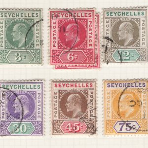 #714 Seychelles 1906 MCA set up to R1.50 fu sg60-69 c£220 plus 6 duplicates - shades, maybe varieties?