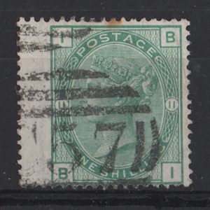 #294 GB 1873 1s green plate 11 sg150, small foxing spot at top otherwise vfu c£100