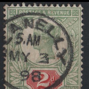 #339 GB 1887 2d green & scarlet sg199 vfu Llanelli cds c£200