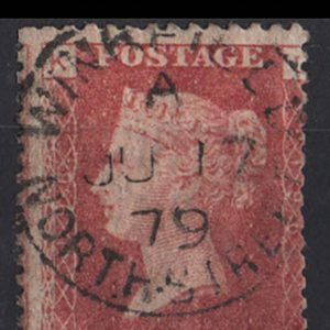 #215 GB 1858 1d plate 196 vfu crisp Winkfield cds, rare to get a sole cds sg43