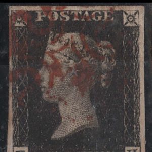 #049 GB 1840 1d black plate 3 FH fu, 4 good margins, red MX sg2