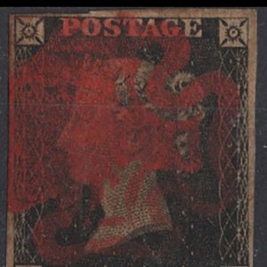 #045 GB 1840 1d black plate 1b LI fu, close-good margins, indistinct red MX sg2
