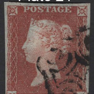 #068 GB 1841 1d red plate 19 NJ vfu, 4 good margins, clear profile sg8