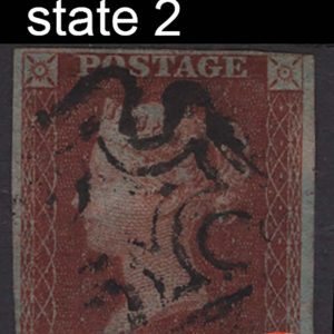 #063 GB 1841 1d red, black plate 5 TB with 'BLANK' B variety, State 2 of the Provisional repair, trace of 'B' sg7 Spec AS32, light crease otherwise fu, 4 close-good margins c£500