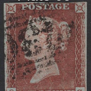 #094 GB 1841 1d red plate 63 QC fu, 4 close-good margins, sg8
