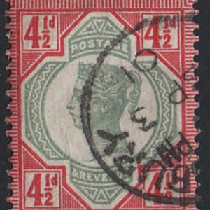 #346 GB 1887 4½d green & carmine vfu cds sg206 c£25
