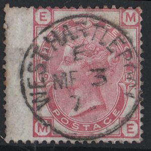 #286 GB 1873 3d pale rose plate 19 fu, odd nibbled perf otherwise fu cds sg144 c£40