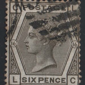 #289 GB 1873 6d deep grey plate 16 fu sg146 c£75