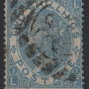 #261 GB 1867 2s pale blue sg120 fu, odd nibbled perf, close to, but not quite cobalt c£225