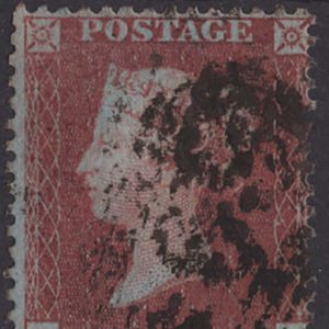 #166 GB 1854 1d red small crown perf 14 plate R3 PI, gu, sg22 Spec C2 c£110