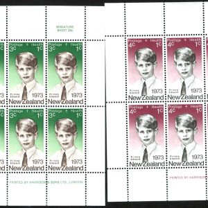 #672 New Zealand 1973 Health pair of m/sheets fine um sg1033