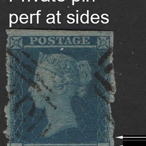 #140 GB 1841 2d blue plate 4 EF - private pin-perf at sides, good margins  top & bottom - unusual sg14 vgu