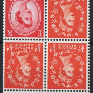 #512 GB 1963 ½d/2½d chalky paper wmk inverted um perf I booklet pane, wide selvedge showing part of ?cyl bar sg570k Spec SB9a good perfs