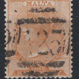 #637 Malta 1882 ½d orange-yellow wmk CA fu sg18 c£40