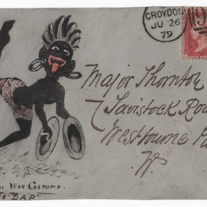 #217 GB 1858 1d red plate 213 fu on attractive 1879 hand-illustrated in colour cover front sg43 Major Thornton correspondence