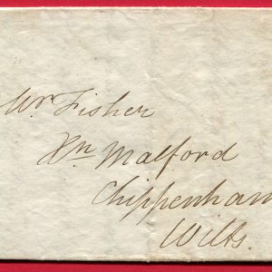 #056 GB 1840 1d black plate 10 MG on ENTIRE, four clear-fine margins, tied by crisp black MX from Wallingford.MR.9.1841-Chippenham (c£3,500) sg2
