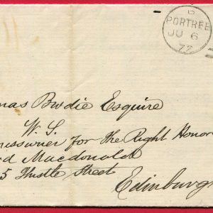#268 GB 1870 ½d sg48, plate 9 ON ENTIRE from Portree 1872 to Edinburgh. Fresh & both plate numbers clear. Scarce on cover. (c£1,400+)