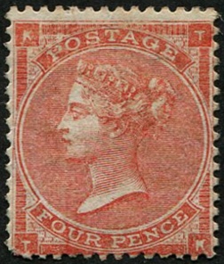 #224 GB 1862 4d sg79 Bright Red bottom L/H corner blunted otherwise vf mint (c£2,200)