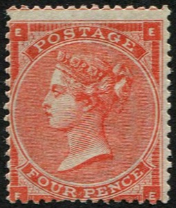 #226 GB 1862 4d sg81 Bright Red vf mint, lovely colour, RPS Cert (c£2,300)