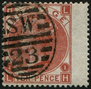 #253 GB 1867 10d sg114 DEEP RED-BROWN FU, neatly struck London SW23 numeral (c£600)