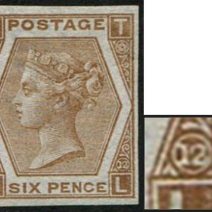 #275 GB 1872 6d sg124a, plate 12 PALE CHESTNUT (ABNORMAL) TL IMPRIMATUR vf mint, fine four margins, rare (Ex Verus) (Spec J80/2) (c£6,800)