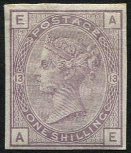 #325 GB 1882 1s PURPLE (UNISSUED) plate 13 AE IMPRIMATUR vf mint, lovely colour, rare stamp (Spec K8c) (c£6,000)