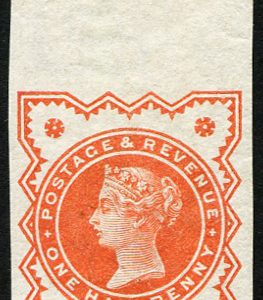#337 GB 1887 ½d sg197d VARIETY, ‘IMPERF’ TOP MARGINAL f mint, diagonal gum bend, not visible from front (R1/9, first setting) (Ex Aureum) (Spec K27/2g), Hendon Cert (c£5,000)
