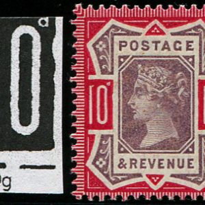 #352 GB 1887 10d sg210 VARIETY, ‘DAMAGED LEFT TABLET’ (R4/1) um, pristine fresh & fab colour (Spec K39c)