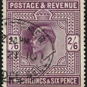#372 GB 1902 2/6d sg262 SLATE-PURPLE (C) vfu, crisp part 1910 oval reg cds, fresh & rich colour, difficult shade, (Spec M49/3) (c£190+)