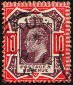 #395 GB 1911 10d sg309 DEEP SCARLET vfu, Taunton 1912 cds, fab colour (Spec M44/2) (c£200)