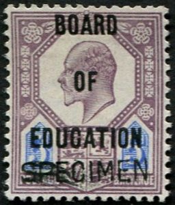 #568 GB  Officials 1902 BOARD OF EDUCATION 5d sgO86s ovpt Specimen TYPE 16, vf mint, BPA Cert