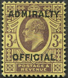 #569 GB  Officials 1904 ADMIRALITY 3d sgO112 vf mint, Wenvoe Cert