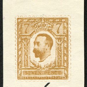 #375 GB 1911 HENTSCHEL 7d PROOF (SMALL FORMAT) in deep ochre, endorsed 6, on proof paper (c£350)