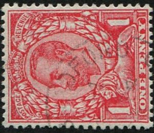 #408 GB 1911 1d sg350c SIDEWAYS WMK vfu, steel cds