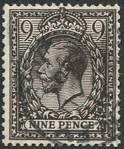 #430 GB 1912 9d sg392 ‘VERY DEEP AGATE’ vfu, light cds. Scarce to get used. (Spec N29/4) (c£300)