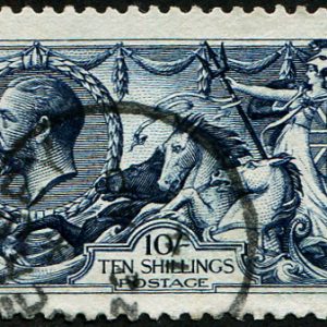 #436 GB 1913 10s sg402 ‘INDIGO’ vfu, ‘Jersey.1914’ cds (Spec N69/2) (c£575)