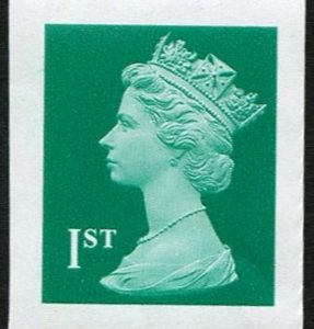 #548 GB 2002 Machin 1st sg1668m IMPERF COLOUR TRIAL in deep green um.