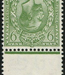 #452 GB 1924 9d sg427wi WMK.INV um, top marginal
