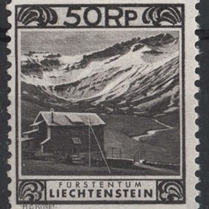 #619 Liechtenstein 1930 50r brownish-black Kurhaus, p11½x10½, sg104C, f mint