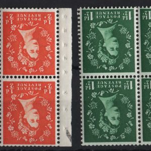 #608 GB 1955 Edward wmk ½d & 1½d wmk inverted um booklet panes, full perfs sg540a