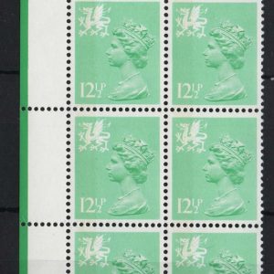 #686 GB 1984 Wales 12½p perf 15x14 um corner blk of 6 c£16.50