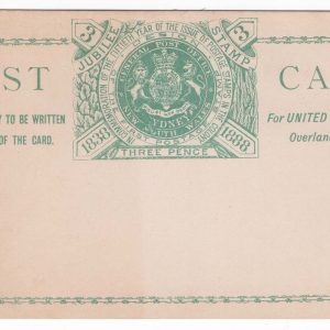 #906 New South Wales 1888 3d jubilee green/white card HG8 unused