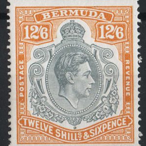 #070 Bermuda 1938 12/6d grey & pale orange, ordinary paper sg120c vf mint c£130