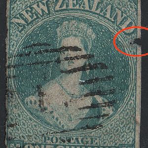 #913 New Zealand 1857 Chalon head no wmk 1s blue-green imperf