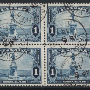 #099 Canada 1935 $1 Monument vfu blk of 4 sg351, seldom seen in blocks, c£64