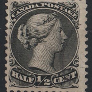 #083 Canada 1868 Large heads ½c black, medium paper sg53 fu c£70