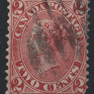 #080 Canada 1864 2c rose-red sg44 a few clipped perfs otherwise vgu c£225