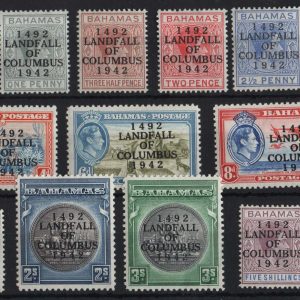 #035 Bahamas 1942 Columbus ovpt set of 14 um sg162-175a