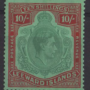 #850 Leeward Is 1938 10s ordinary paper green & red/green vf mint sg113b c£150