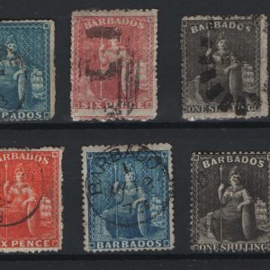 #044 Barbados 1861 No wmk rough perf 14-16 range